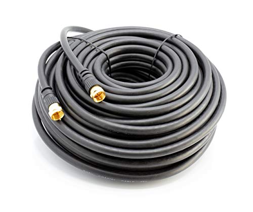 The Cimple Co Coaxial Cable (Coax Cable) 50Ft With Gold, Easy Grip Connectors- Black - 75 Ohm Rg6 F-Type Coaxial Tv Cable - 50 Feet Black #TOP1