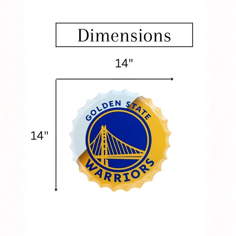 Image of EAZYWAGON Decorative Metal Bottle Caps Wall Sign Plates - 14X14 Inches - Golden State Warriors | Metal Wall Hanging Bottle Cap for Home, Farmhouse, Bar & Cafe Decoration | Vintage & Retro Look Plaques
