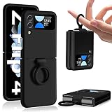 Silicone Liquide Coque pour Samsung Galaxy Z Flip 4 5G (2022), Coque Z Flip 4 avec Anneau Bague, Etui Housse pour Samsung Z Flip 4 Coque Ultra Fine Léger Silicone Premium Antichoc Cover Case (Noir)