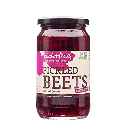 Pickerfresh Pickled Beets - Crinkle Cut Sliced Beetroot - Simple Natural Ingredients - Non-GMO, No Artificial Color & No Preservatives - 16 oz