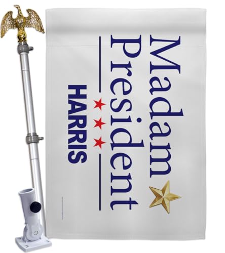 Ornament Collection Madam President Kamala Harris Flag Eagle Pole kit Wall Home Room Tapestry Garden Poster Patio Porch Election 47 Yard Sign Outdoor Patriotic Decorations, Democrat Gift Made in USA