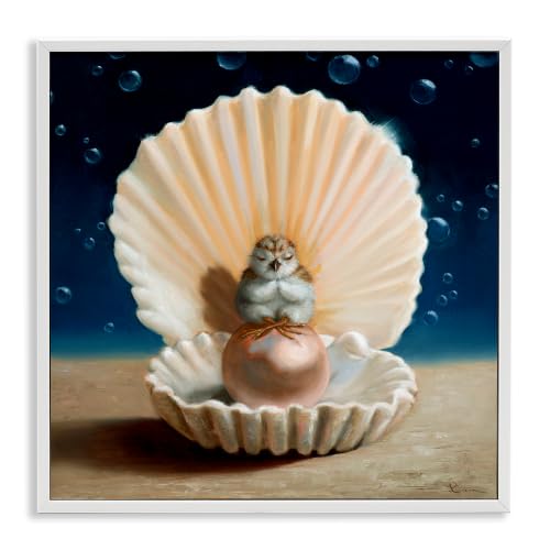Stupell Industries Chick Meditating Clamshell Pearl Underwater Bubbles, Design by Lucia Heffernan