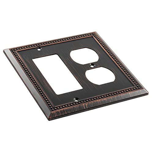 Image of Henne Bery Sunken Pearls Heavy Duty Decorative Wall Plate Switch Plate Outlet Cover (Decorator /Duplex, Aged Bronze)