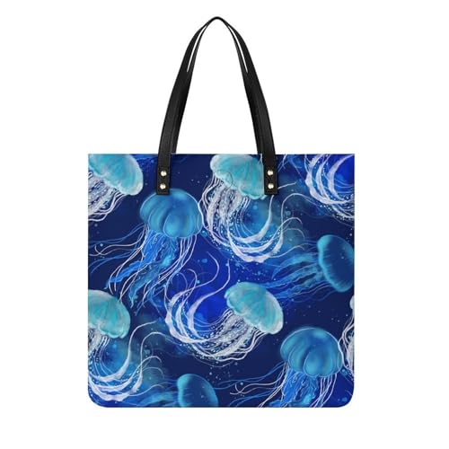 Tote bag bleu femmes grand sac à main shopper et bandoulière de voyage 39cm