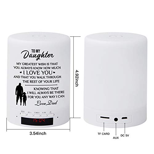 Engraved Touch Table Lamp For Daughter，Personalized Touch Sensor Bedside Lamps With Bluetooth Speaker，Best Gifts For Baby, Kids, Adults (B-For Daughter From Dad) #TOP4