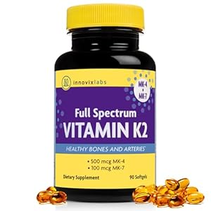 InnovixLabs Full Spectrum Vitamin K2-90 Softgels with 600 mcg of Trans Form MK7 and MK4 – Supports General Health and Bone Strength – Soy and Gluten Free K2 Vitamin Supplement
