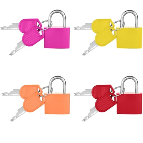 Image of Flintronic 4 Pack Suitcase Lock with Key Small Padlock Luggage Lock Travel Lock Backpack Lock, Color Metal Padlock with Key, Small Padlock for Travel Backpack Play Fitness