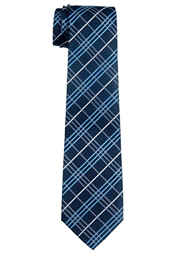 Retreez Corbata de microfibra con estampado a cuadros para niño 8-10 años - Azul marino Cover