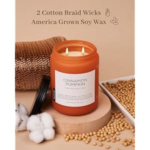 M&SENSE Cinnamon Pumpkin Scented Fall Candles, Double Wick Large Soy Natural Candles 19.4oz 110 Hours Long Lasting Slow Burning, Halloween Autumn Candle Gift Home Decor MSENSE Cinnamon Pumpkin Scented Fall Candles Double Wick Large Soy Natural Candles 194oz 110 Hours Long Lasting Slow Burning Halloween Autumn Candle Gift Home Decor