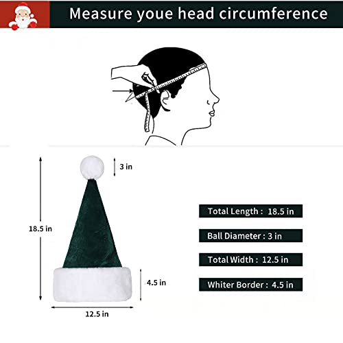 Image of Santa Hat, Christmas Hat for Adults Unisex Velvet Comfort Xmas Hats