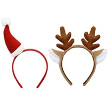 SIOTMERA Reindeer Antlers Animal Ears Deer Antlers Headband Party Cosplay Reindeer Costume for Christmas Halloween