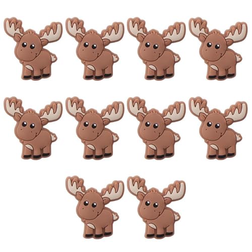 Perles en silicone cerf marron hobbyhub pour la fabrication de bijoux et bricolage x10