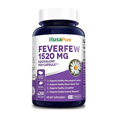 Feverfew 1520mg 200 Vegetarian Caps (Extract 4:1, Non-GMO & Gluten Free)