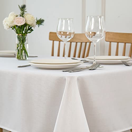 maxmill Jacquard Tablecloth Stain Resistant Waterproof Wrinkle Resistant Spillproof Washable Soft Slubby Texture Table Cloth for Dining Room, Indoor and Outdoor Use, Rectangle 60 x 140 Inch, White by maxmill - Image 2