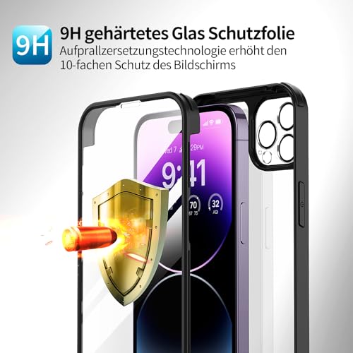 Seacosmo 360 Grad Hülle für iPhone 14 Pro Max mit Panzerglas und Kameraschutz