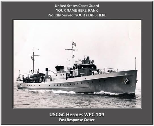 USCGC HermesWPC 109 Personalized Canvas Print, Coast Guard Photo, 11x14 Inch, Personalized Name and Rank, Made in USA