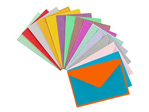 Purple Q Crafts 140 Mini Envelopes With Blank Note Cards, Assorted Colors 4"X 2.7" Small Colorful Envelopes For Thank You Cards, Business Cards, Gift Cards Cute Envelopes And Note Cards… #TOP2
