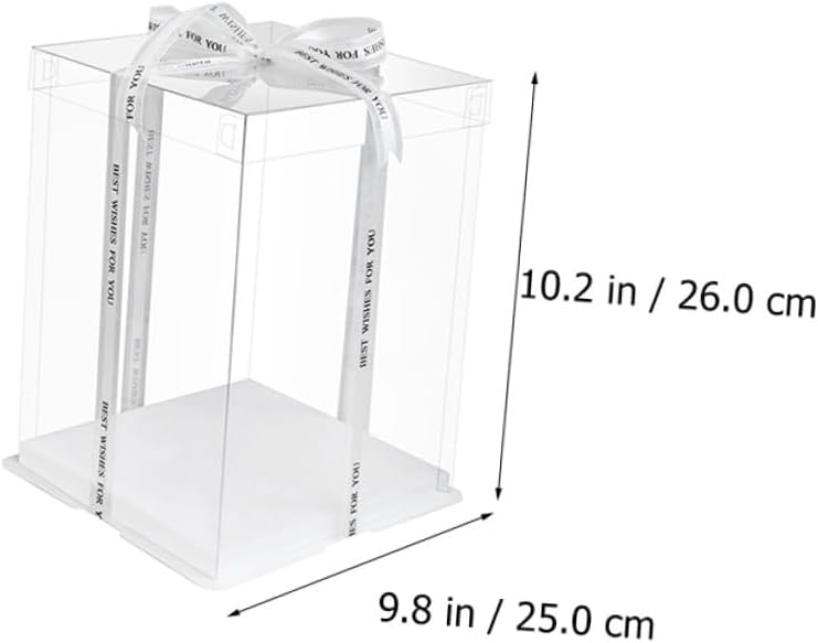 5pcs 8-inch Double-layer Birthday Cake Box with Ribbon, Food Packaging Cake Carrier and Storage Container for Party and Packaging