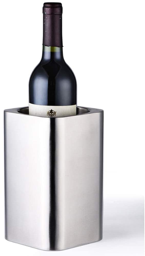 Cubeta de hielo Cubo de hielo cuadrado, enfriador de botellas de vino de doble pared de acero inoxidable 304, enfriador de cerveza y champán, herramientas creativas para hielo, plateado Durable