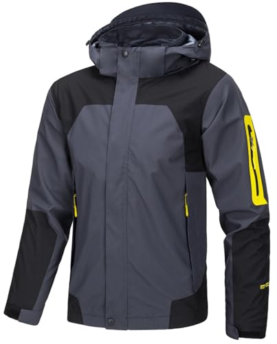 PADOLA Giacca Uomo con Cappuccio Due Colori con Tasche Resistente al Vento Leggera Casual Sportiva(Grigio,L)