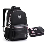 Kit Mochila e Estojo Bolso Notebook Lorena (Preto)