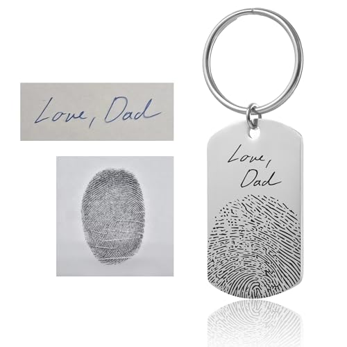 Actual Fingerprint and Handwriting Keychain