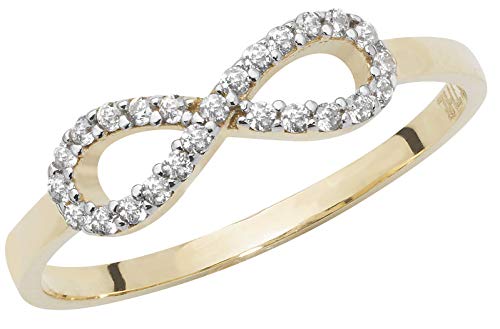Bague femme or jaune 9 carats et zirconium | Cadeau d'anniversaire idéal pour elle WJS17055