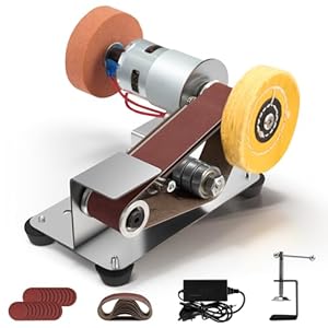Electric Mini Belt Sander, Electric Belt Sanding Machine Small Table Bench Grinder with Fixed Clamp, Grinding Wheel, Polishing Wheel for Crafts DIY Wood Metal, Multifunctional Polishing Grinder