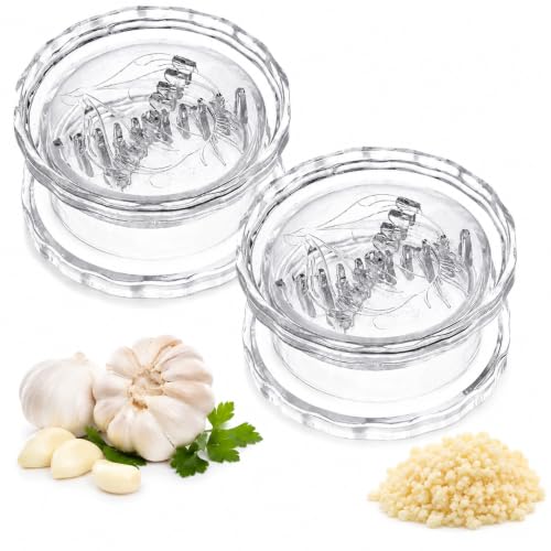 2PCS Clear Manual Garlic and Ginger Twister Mincer Tool