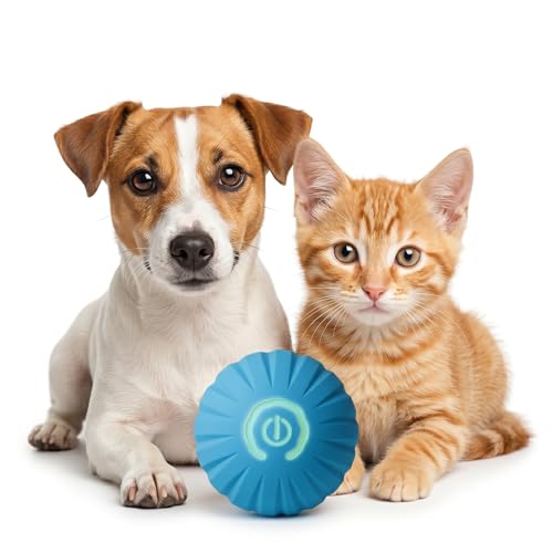 musapet PALLINA INTERATTIVA PER CANI E GATTI – Pallina per Gatti e Cani di Piccola Taglia Auto-Rimbalzante, Vibrante e Resistente - Ricaricabile USB e Con luce LED – Gioco per il tuo amico a 4 zampe