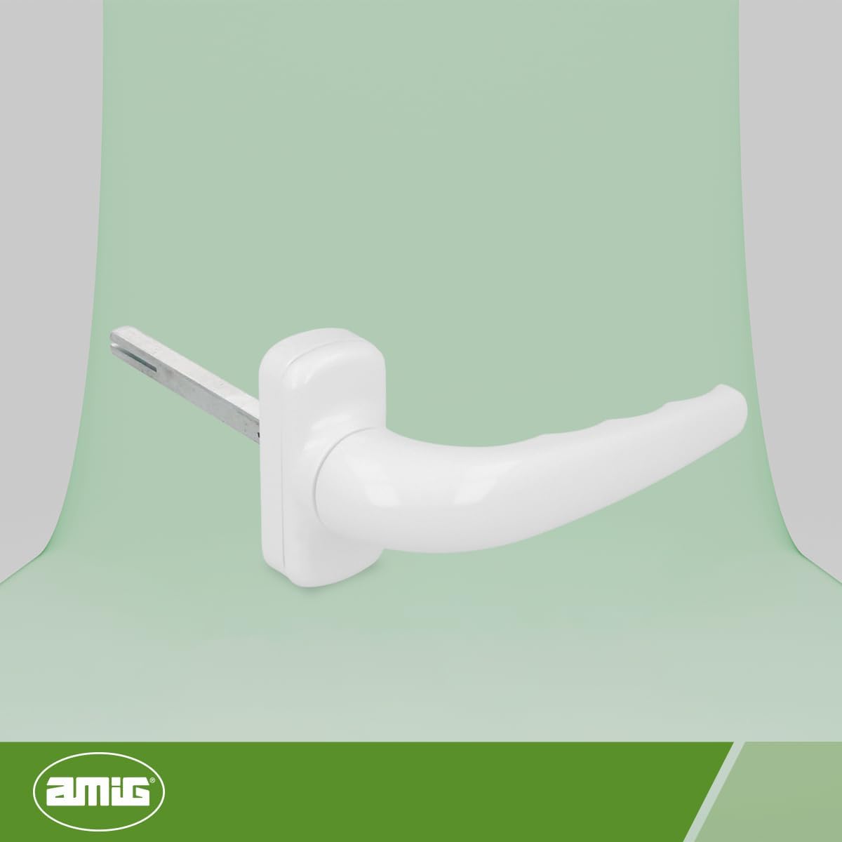 Amig - Door Handle with Reinforced Plate - Sendoa Model - Aluminium - Dimensions: 125 X 66 mm - Square 8 mm - White