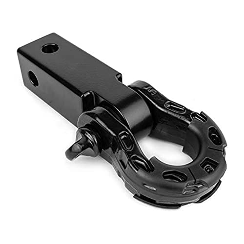 GearAmerica Aluminum Hitch Receiver 2"x2" (Black) | 32,000 LBS (16T) MBS 16,000 LBS (8T) WLL | Heavy Duty Towing and Recovery for 4x4, Trucks, SUVs | Includes Steel Mega Shackle, Washers and ⅝ Pin