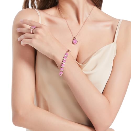 Image of LMXXVJ Fashion Tennis Bracelet Created Emerald White Gold Plated Charm Bracelet Gifts Jewelry for Women