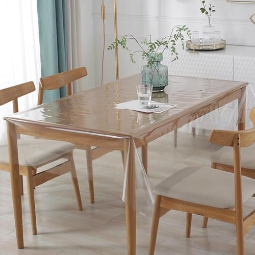 DASIAUTOEM Tovaglia Trasparente, PVC Trasparente Tovaglia Impermeabile, Lavabile, 0.13mm Pellicola Protettiva per Tavolino Cucina Giardino Matrimoni Feste (100x180cm)