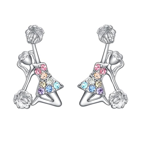 Girls's Cheerleader Earrings Stud Gifts,Sport Cheerleader Jewelry Cheer Accessories Birthday Gifts for Cheerleading Lovers