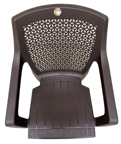 Image of SkyGlamour Cello Sonet Arm Rest Plastic Chair for Home, Garden, Office, Indoor & Outdoor Use with Weight Bearing Capacity 150 Kgs| Color: Brown, Set of 4 Chairs