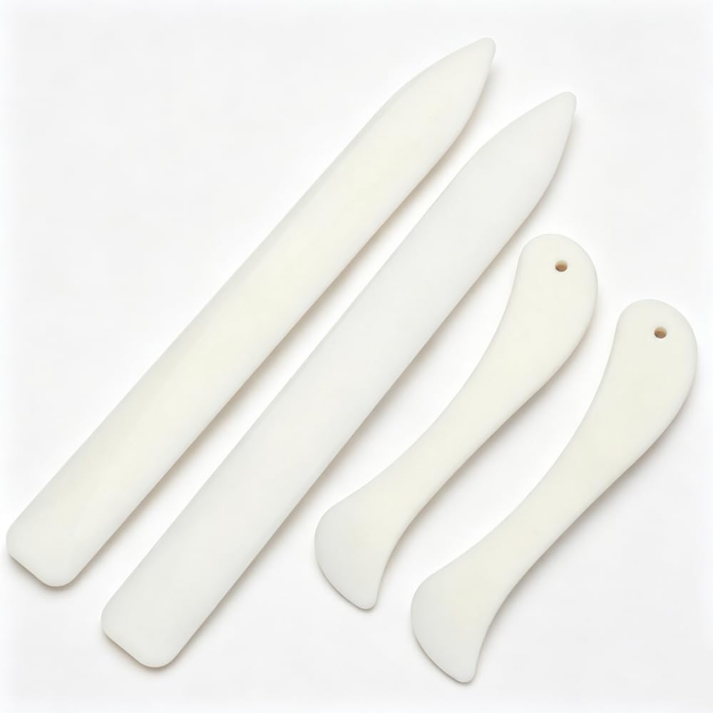 BeeSpring Plastic Folder Tool Crease Makers Folding Scoring Burnishing Crafting Scrapbooking Tool for Card Making Leather Crafts DIY Handmade Burnishing Bookbinding 4pcs