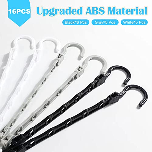 16 Pack Sturdy Hanger Organizer, Plastic Space Saving Hanger, Smart Magic Clothes Hanger, For Dorm Closet Storage Apartment College Bedroom Essentials, Black Gray White [ Upgraded Quality ] #TOP2