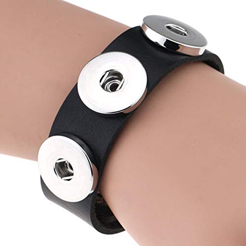 6 Pcs Leather Bracelets Snap Button Bangles Diy Jewelry For Women And Gifts, Fits For 18Mm Snap Buttons Charms #TOP4