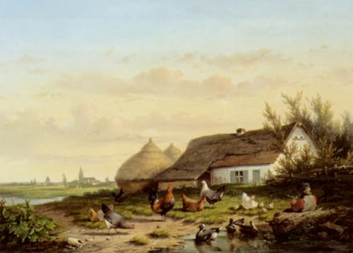 Impression toile Cour de ferme poulet canards Van Laeemputten 60x90