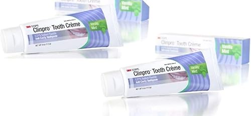 3M ESPE 12117 Clinpro Tooth Creme 0.21% NaF Pasta de dientes anti caries, vainilla y menta (paquete de 2)