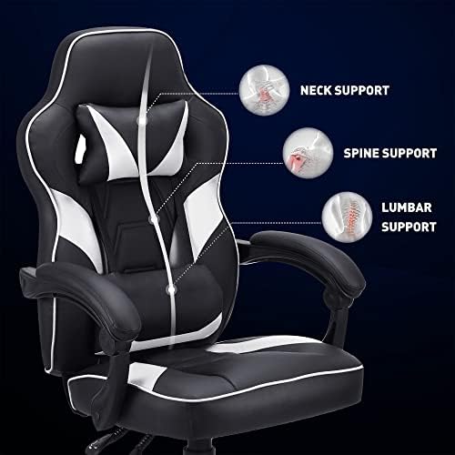 Play haha.Gaming chair Office chair Swivel chair Computer chair Work chair Desk chair Ergonomic Chair Racing chair Leather chair Video game chairs (White)