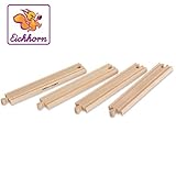 Zielgruppe: Kindergarten Eichhorn 100001411 - Bahn, lange gerade Schienen 20,5 cm, 4-tlg. FSC 100% Zertifiziertes Buchenholz, mit fast allen Schienenbahnen kombinierbar