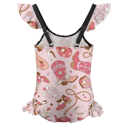 Cowgirl Boots Rodeo Girls One Piece Swimsuits Bathing Suit Child Swimwear Size 6-12T2