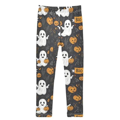 Cute Ghosts Holding Pumpkins Girls Leggings Halloween Kids Yoga Pants Dance Active Tights 4T