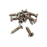 YJB PARTS インチ規格 ピックガード用ネジ フェンダータイプ 12本入り (プラス頭レリックニッケル)