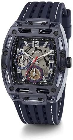 GUESS Reloj multifunción con esfera expuesta azul marino de EE UU Arco iris