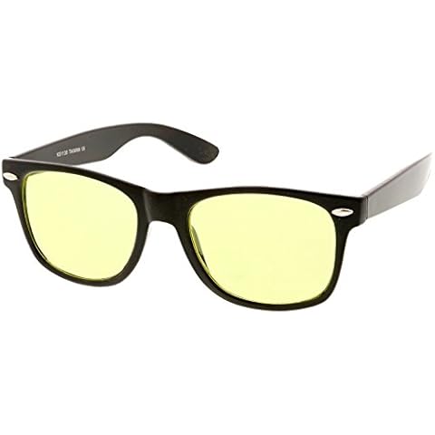 zeroUV - Blue Blocking Driving Horn Rimmed Sunglasses Amber Tinted Lens 54mm (Black Yellow) Cover