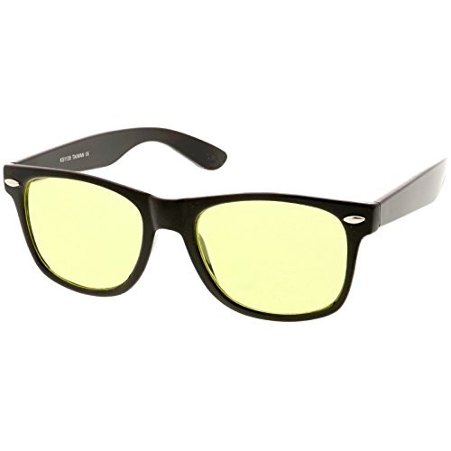 zeroUV - Blue Blocking Driving Horn Rimmed Sunglasses Amber Tinted Lens 54mm (Black Yellow)