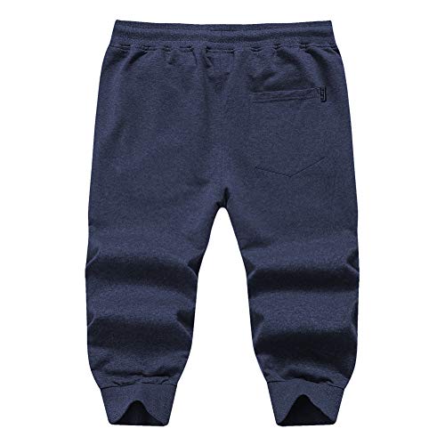 Faskunoie Men's 3/4 Joggers Casual Elastic Short Pants Exercise Summer Shorts With Zipper Pockets Army Green #TOP6